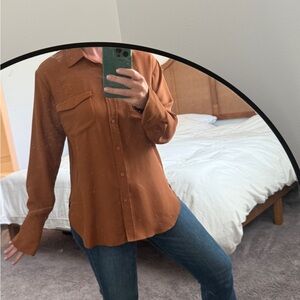 LOFT Women's Tan Button-Down Shirt